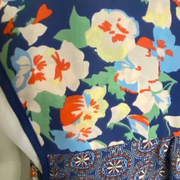 Floral Flowy Romantic Patchwork Sleeveless Day to Night Navy Orange Medium - Picture 6 of 9